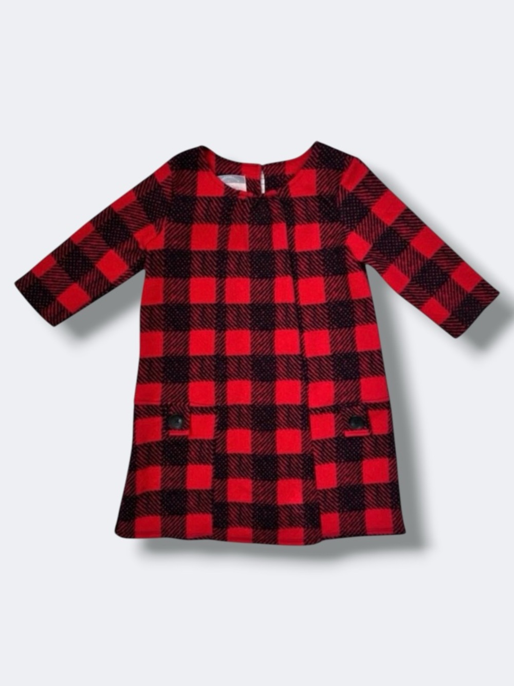 Pippa & Julie Dress Girls 6X Red Black Buffalo Plaid Knit Lined Holiday Winter